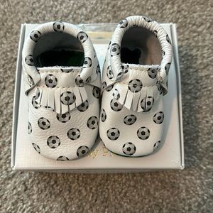 Freshly picked soccer “kickin it” city moccasins